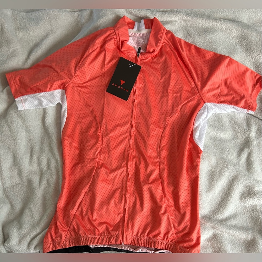 NWT Spoear Cycling Jersey Women's Short Sleeve Shirt Full Zip Bicycle-3 pockets